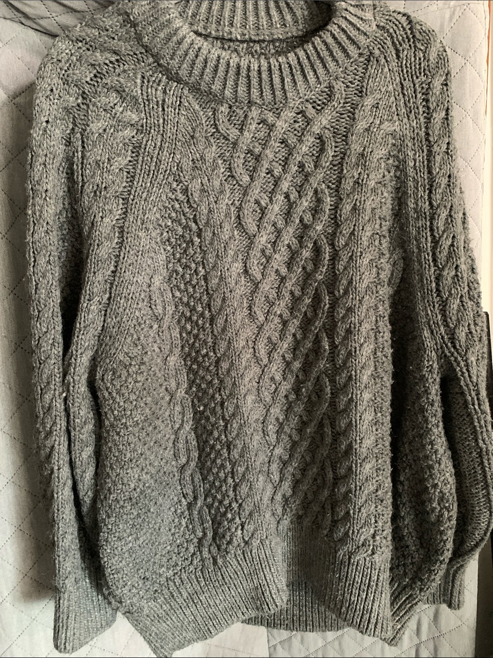 #534 H&M Gray Cable Knit Moc neck Sweater